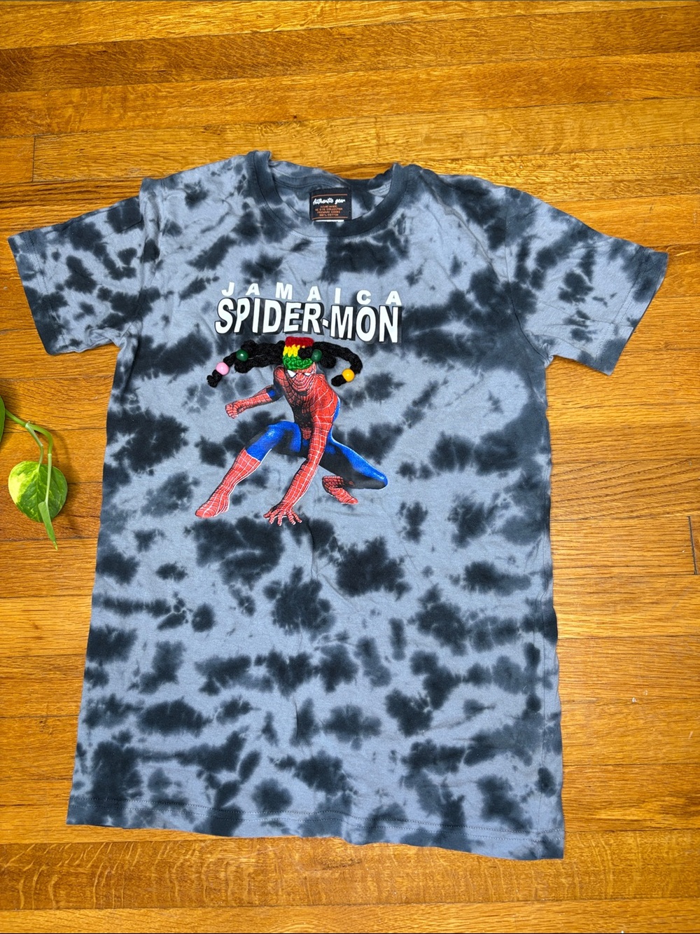 Jamaica Spider-Mon Tie-Dye Kids Tee - Black & Gray
